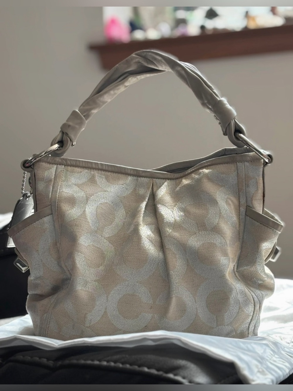 Coach “Parker” Metallic Signature Shoulder Hobo in Light Champagne - Picture 5 of 8
